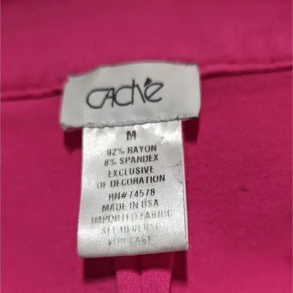 Vtg Cache Bodycon Dress Womens Sz Medium Hot Pink Barbiecore Stretch USA Rare - Picture 8 of 9